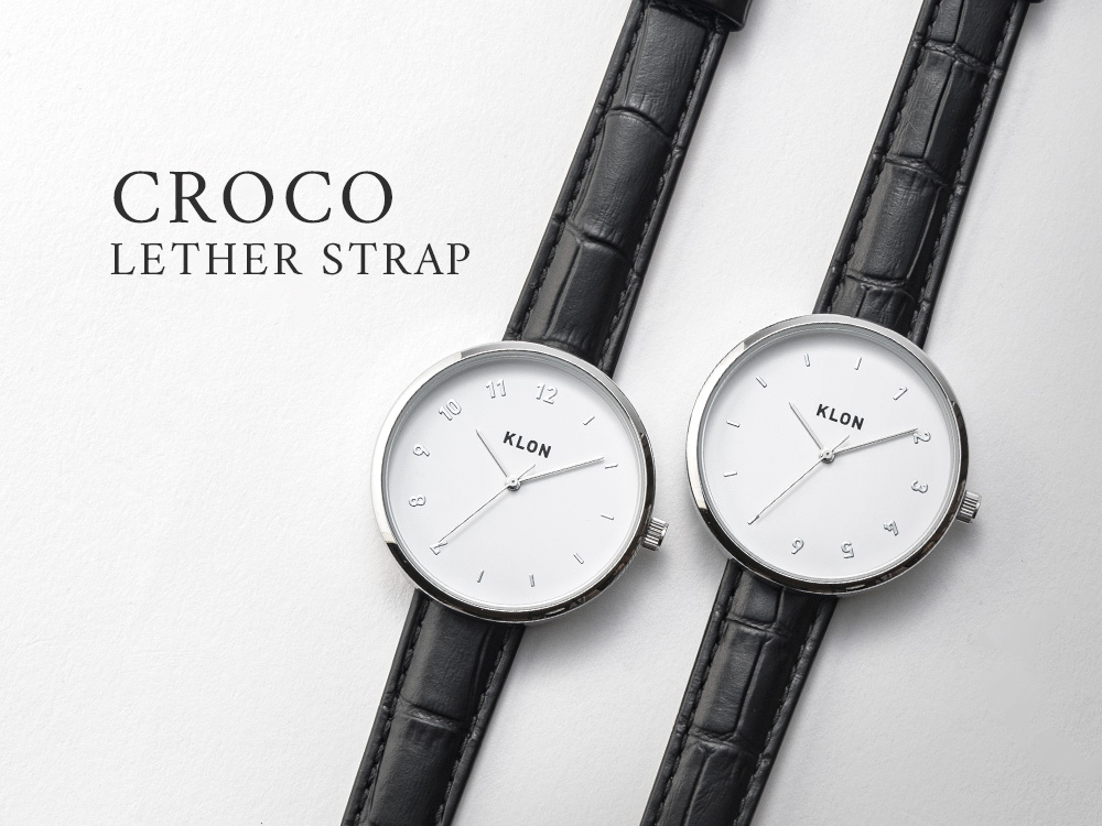 CROCO LEATHER STRAP WATCH