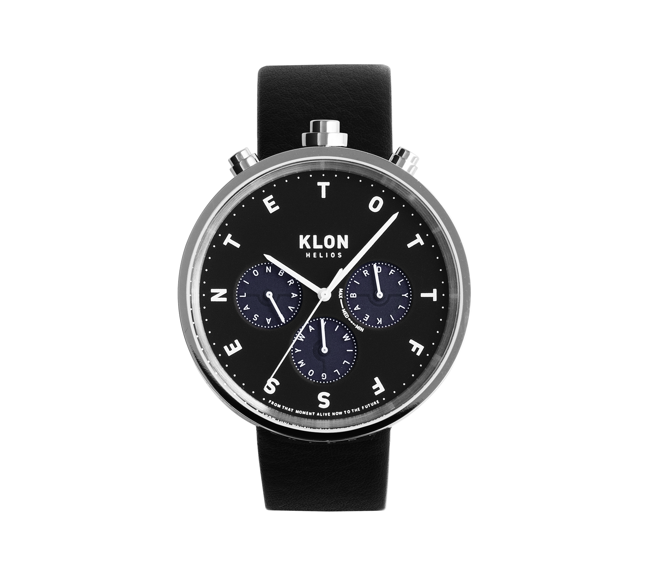 KLON HELIOS BLACK LEATHER -ALPHABET TIME- 43mm
